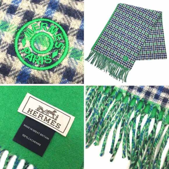 HERMES Cashmere H Check Scarf - Picture 3 of 3